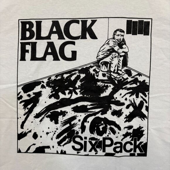 Black Flag Six Pack White Punk T-Shirt Size Extra Large - Picture 2 of 4